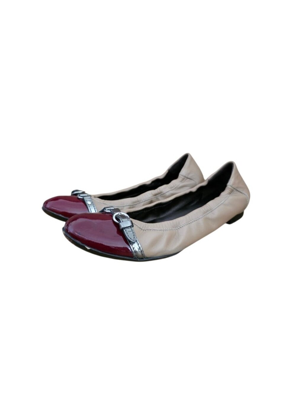 AGL Attilio Giusti Leombruni Monika Cap Toe Leather Ballet Flats Red Tan 40 10